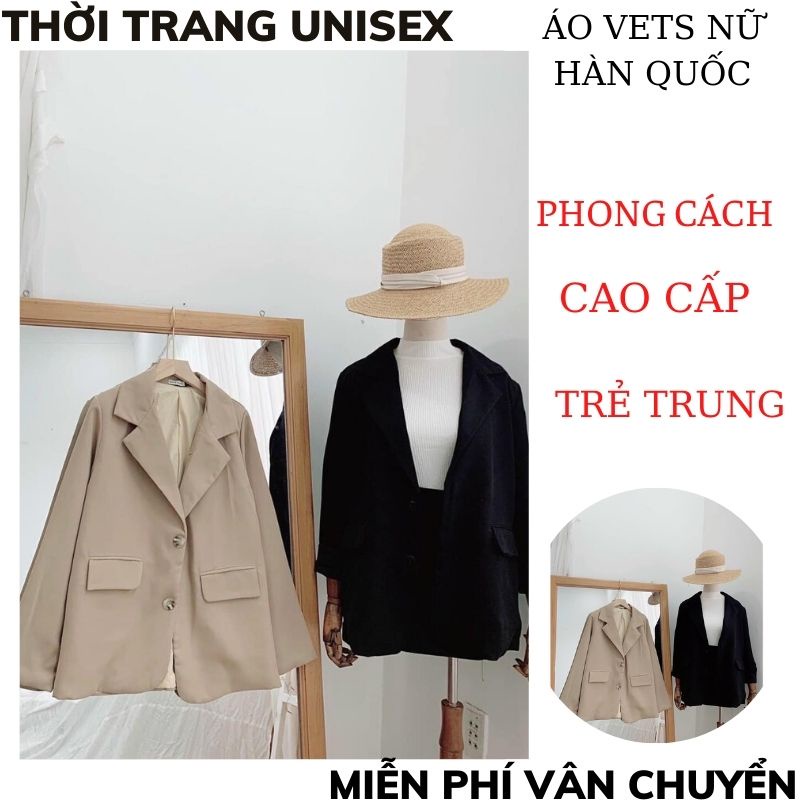 Áo khoác vest blazer nữ phong cách hàn quốc 2 túi dán chất cao cấp- màu đen blazer nữ tay dài trơn cho nữ | BigBuy360 - bigbuy360.vn