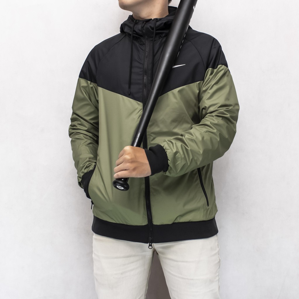 [FREESHIP_ĐƠN530K] ÁO KHOÁC NIKE WINDRUNNER JACKET - XANH RÊU PHỐI ĐEN