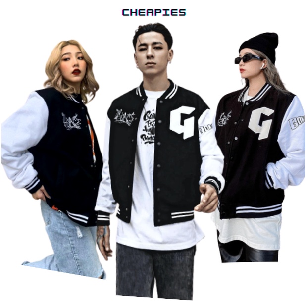 Áo Varsity jacket GONZ Black Graffiti V3 nam nữ Form rộng, Áo khoác bomber 2 lớp Gonz K016
