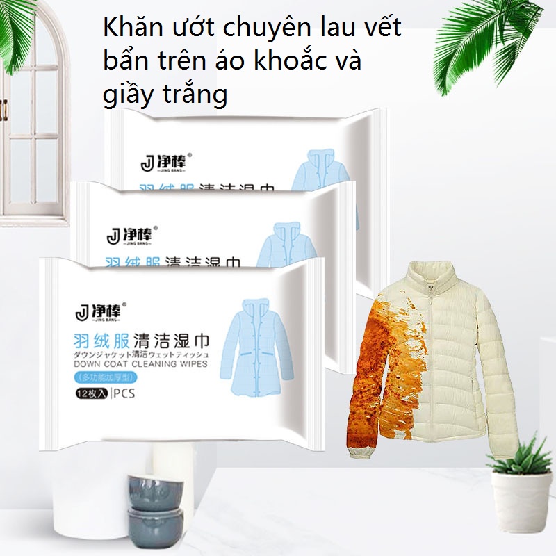 Khăn ướt nhật bản -chuyên lau vết bẩn trên áo khoắc và giầy trắng-1 bịch 12 miếng