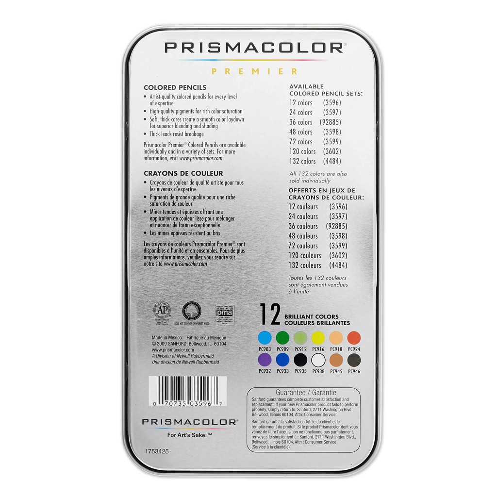 Hộp 12 bút chì màu hạng họa sĩ Prismacolor Premier Soft Core