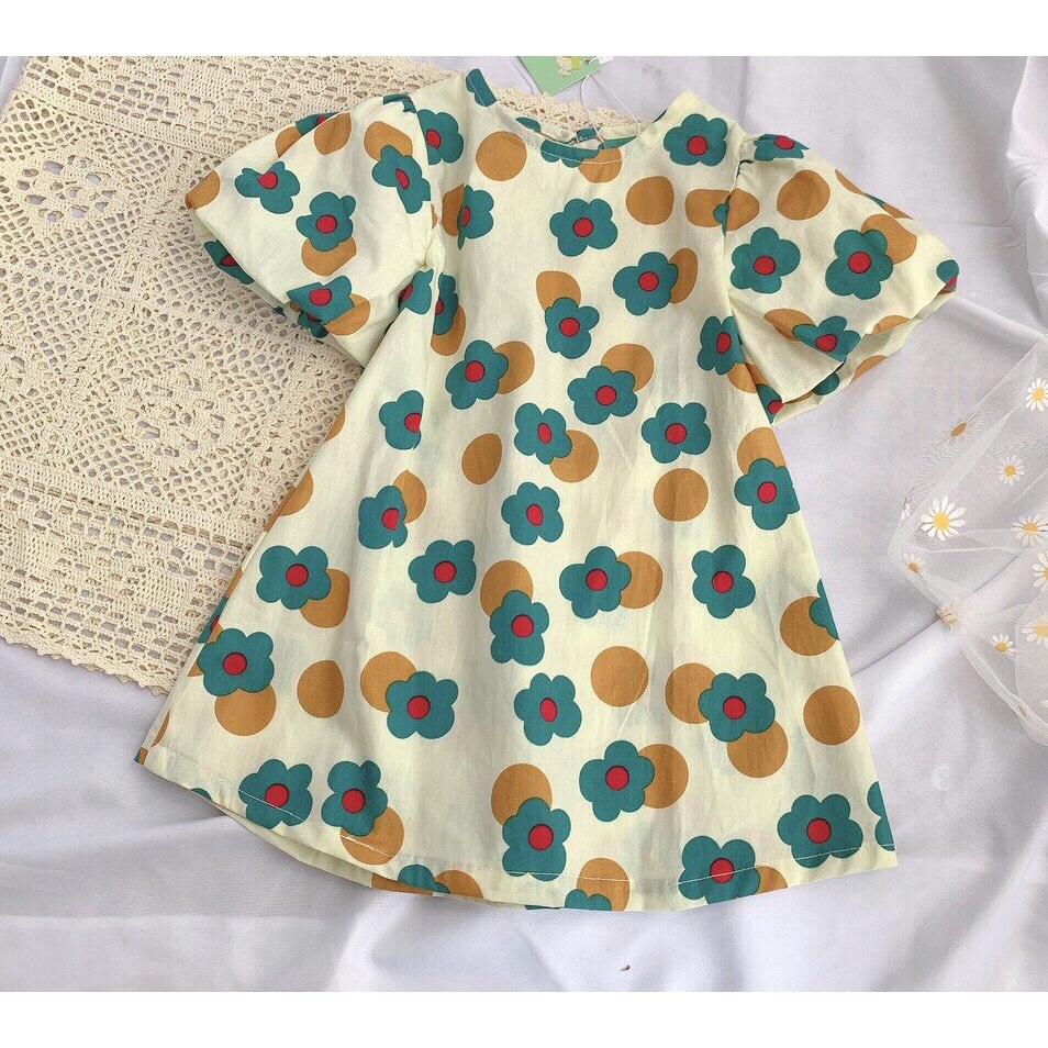Váy Cho Bé Gái Hml (12-42KG) Chất Thô Hàn Suông Tay Phồng Mềm Mát, Đầm Bé Gái Size Đại 1-10 Tuổi Mã A26