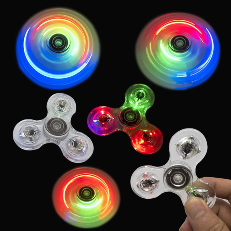 Con quay đồ chơi fidget spinner edc trong suốt có đèn led cao cấp đồ chơi cho trẻ em / người lớn