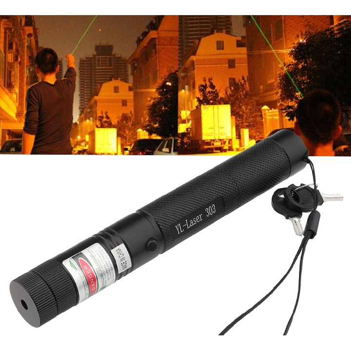 Đèn laser - bút laze lazer 303 tia xanh/đỏ cực sáng công suất lớn chiếu xa 3km