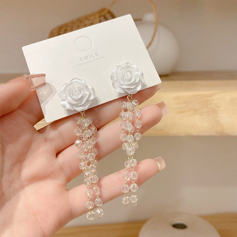 Khuyên Tai Hình Hoa Đính Đá Pha Lê Phong Cách Cổ Điển Mới