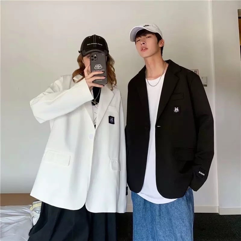 Áo Khoác Vest Blazer Unisex From Rộng Phong Cách Hàn Quốc.V016