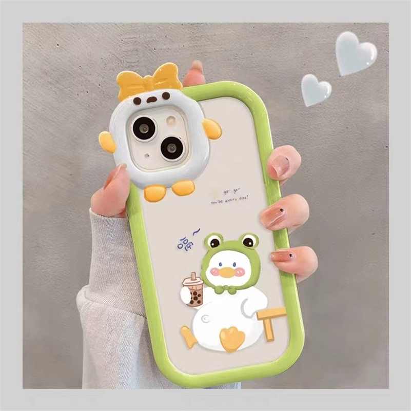 Ốp Điện Thoại Silicon Mềm Chống Trầy Hình Chú Vịt 3D Cho iPhone 14 13 12 11 Pro Max X Xr Xs Max 7 8 6 6s Plus SE 2020