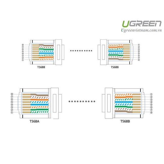 Túi hạt mạng 10 chiếc RJ45 cho dây CAT5e Ugreen NW110 20329 20331 20333  - Hang Chính Hãng