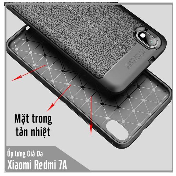 Ốp lưng vân da Xiaomi Redmi 7A chống sốc Auto Focus