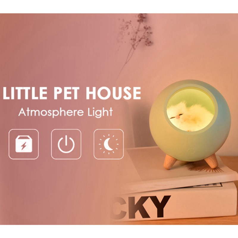 Dễ Thương Loa Bluetooth Hình Ngôi Nhà Mèo Có Đèn Led Trang Trí Phòng Ngủ Cho Bé