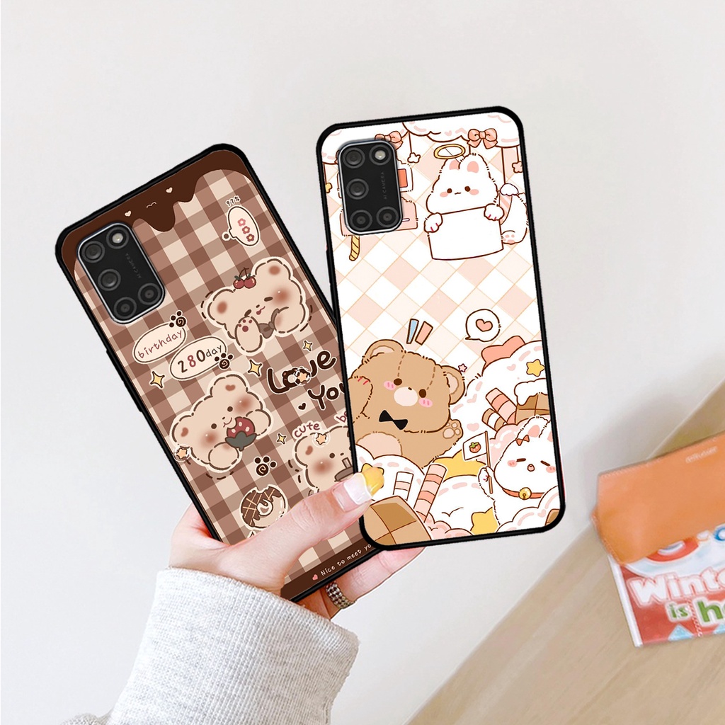 Ốp lưng Oppo A52 - Oppo A92 in hình caro gấu thỏ dễ thương