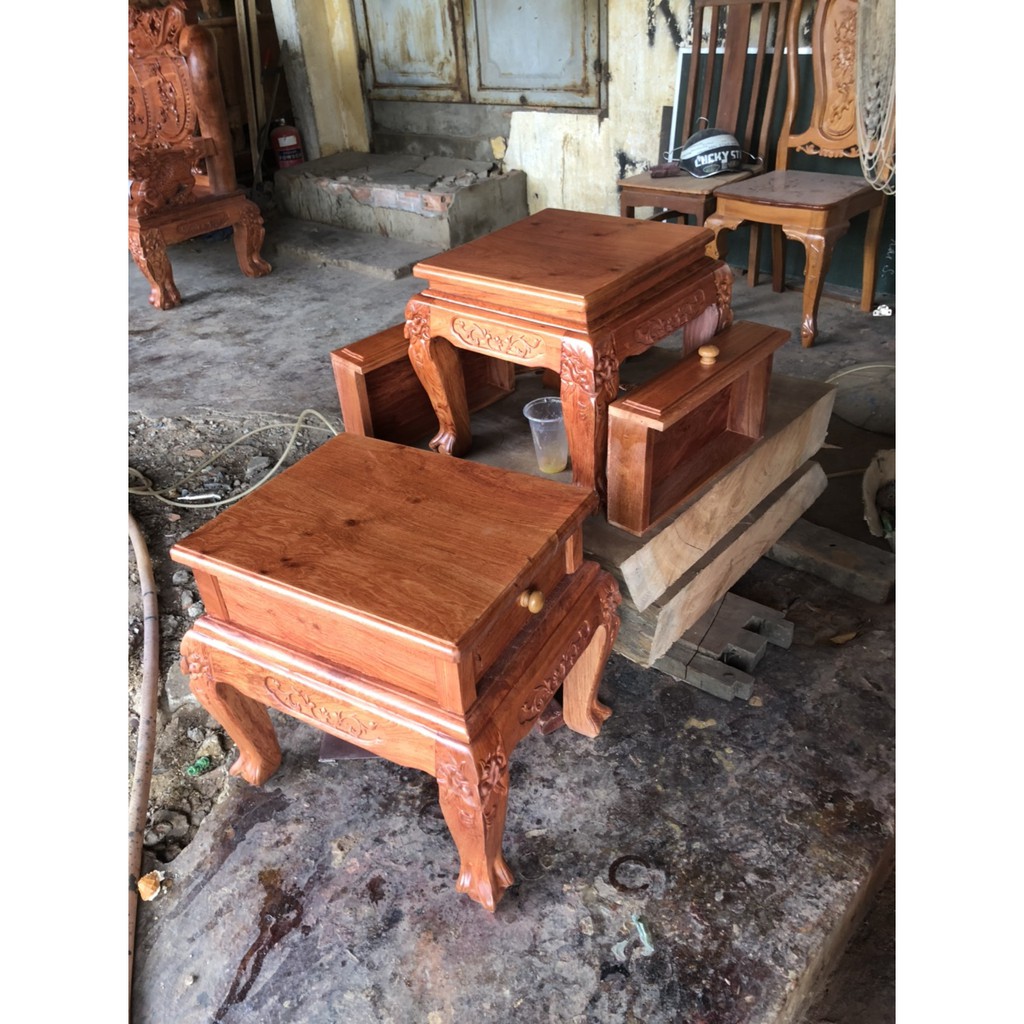 Bộ bàn ghế salon gỗ nghê đỉnh - Gỗ Hương Đá ( Tay 12 )