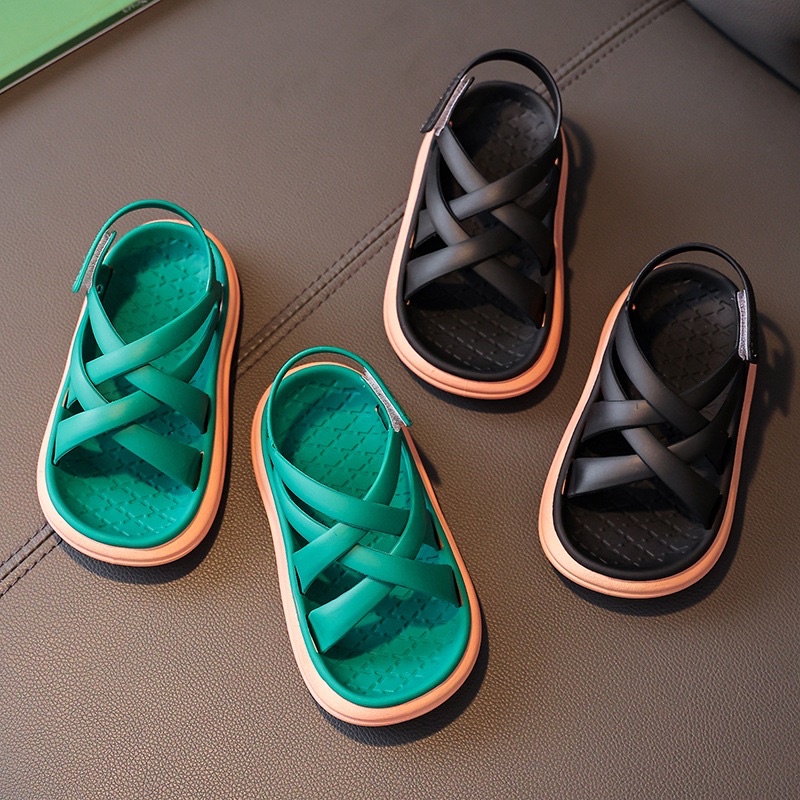 giày sandal bé trai bé gái-chất liệu nhựa dẻo,siêu êm,mềm,không thấm nước,quai đan chéo thoáng mát chân bé