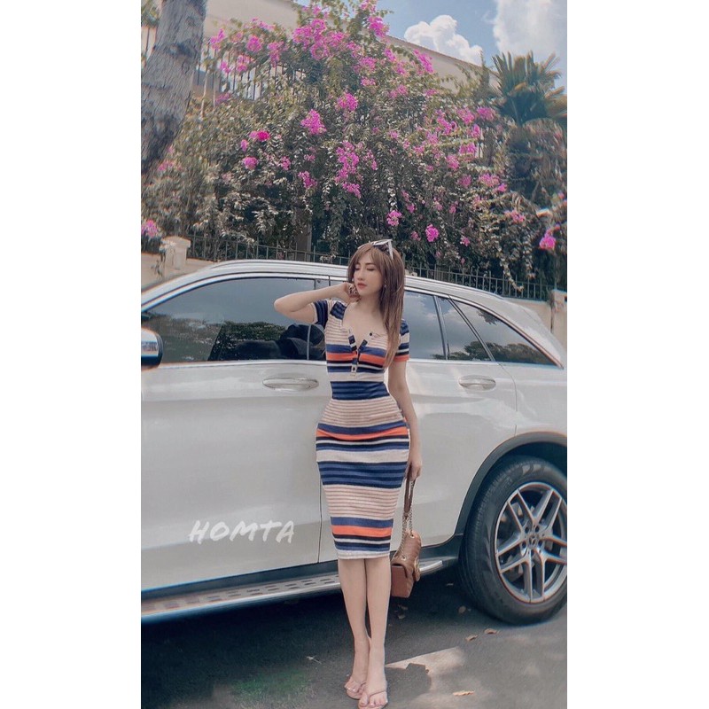 💥ĐẦM BODY SỌC NGANG TAY NGẮN TRẺ TRUNG , ĐẦM BODY CỔ LỌ SIÊU SANG CHẢNH💥 (Ms:BD02-03) | BigBuy360 - bigbuy360.vn