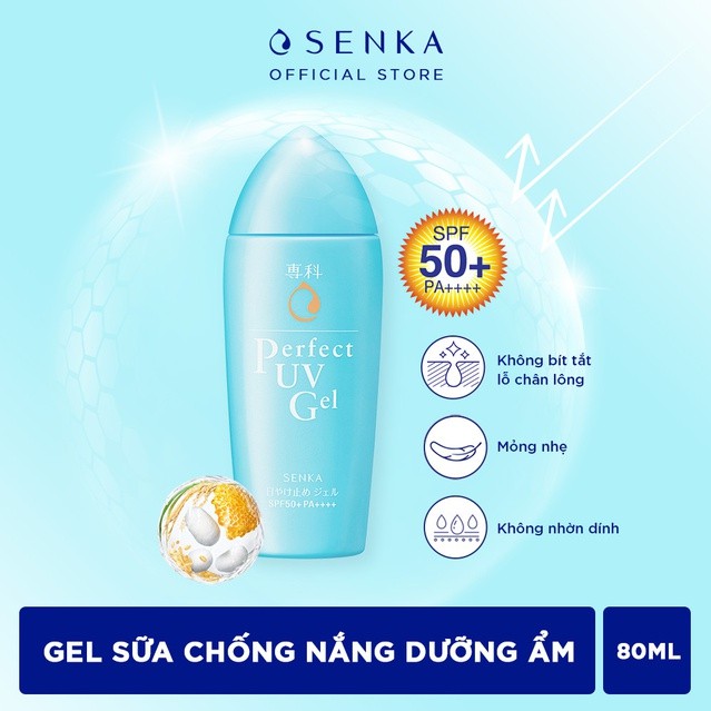Combo Senka Làm Sạch Chống Nắng Ẩm Mịn (Water White 230ml + SRM Acne 100g + Perfect UV Gel 80ml)