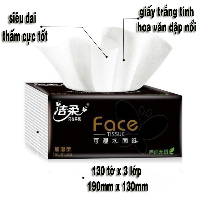 Gói giấy ăn Face hàng nội địa Trung 390 tờ siêu dai kích thước 195mm x 133mm