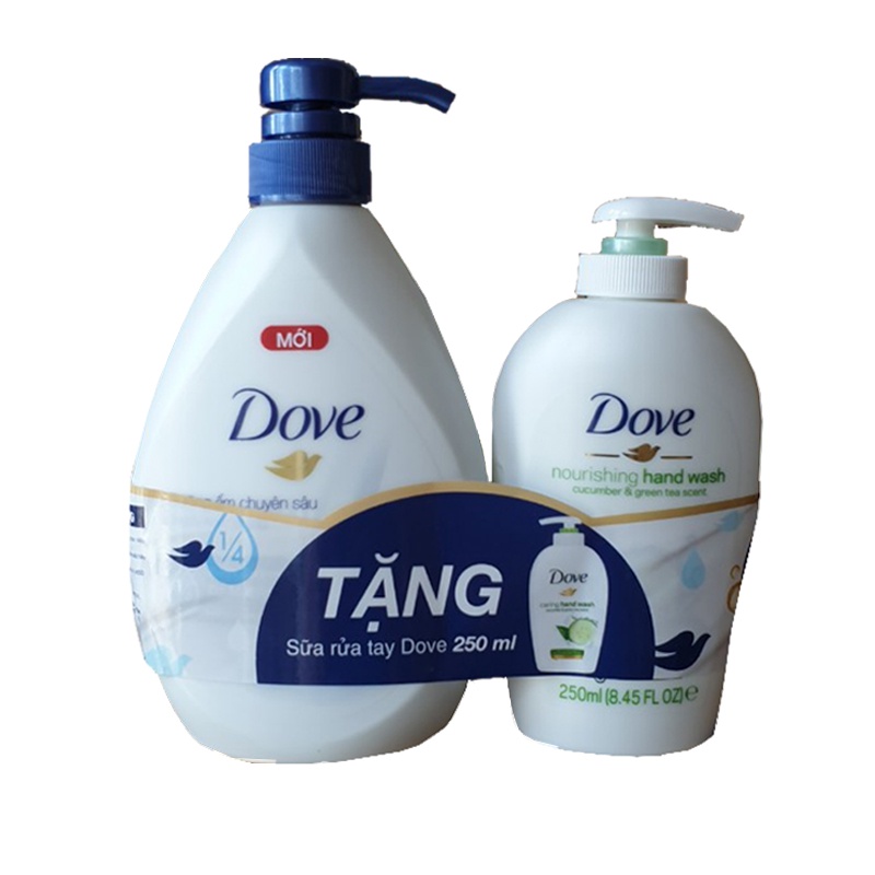 Tặng sữa rửa tay Dove 250g Sữa Tắm Dove dưỡng ẩm chuyên sâu sữa tắm dưỡng thể 1/4 kem dưỡng da mặt 530g