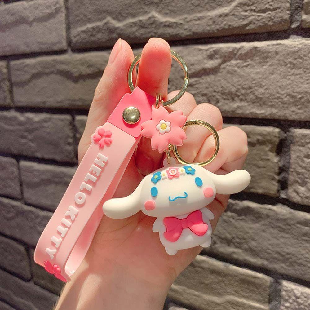 Móc Khóa Hình Búp Bê Mèo Kuromi Kitty Sakura Bằng Silicon Dễ Thương
