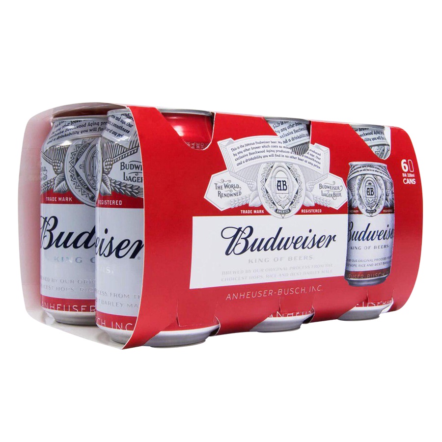 Lốc 6 Lon Bia Budweiser 330ml Bia Mỹ bán chạy nhất Thế Giới