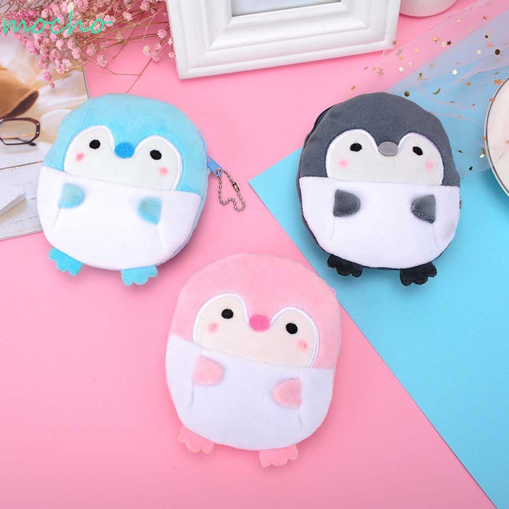 Mocho Túi đựng tiền xu/chìa khóa/tai nghe hình chim cánh cụt nhồi bông Mini nhiều màu sắc dễ thương thường ngày cho trẻ em