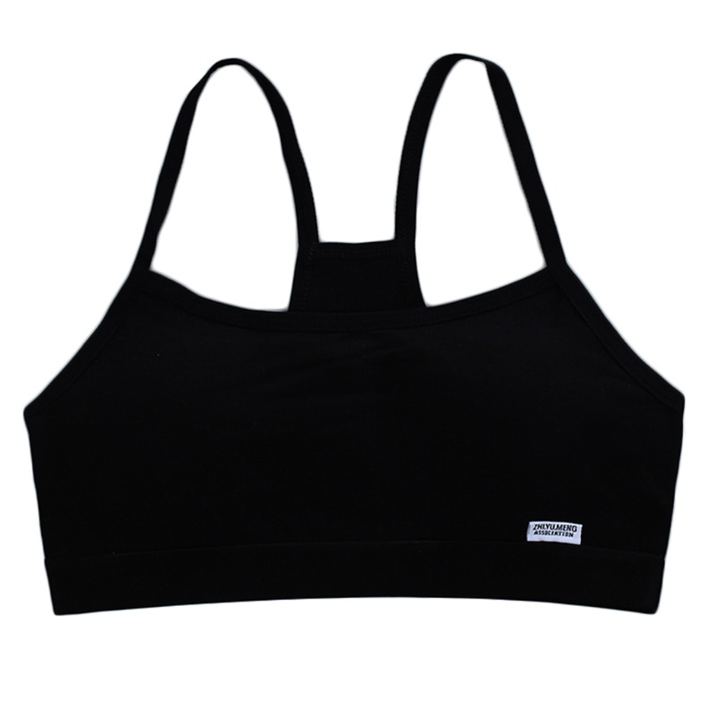 Áo lót hai lớp màu trơn in chữ có đệm ngực cho bé gái