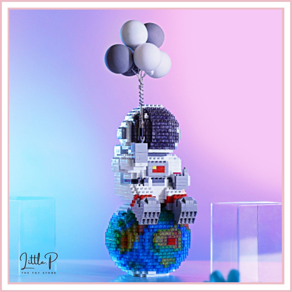 (HCM) Lego Nanoblock - Đồ chơi lắp rắp mô hình 3D Phi hành gia phiên bản Balloon Astronaut (Có đèn)