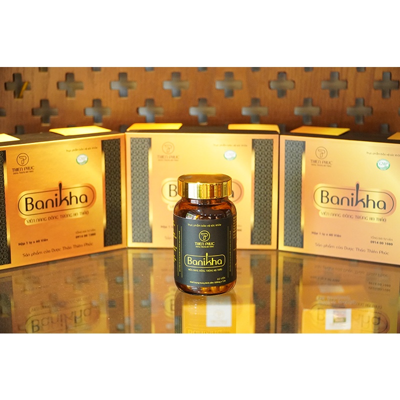 Viên Uống Đông Trùng Hạ Thảo BANIKHA - Hỗ Trợ Giảm Lão Hóa Da, Tăng Đề Kháng, Bổ Phổi - Hộp 1 lọ (60 viên nang)