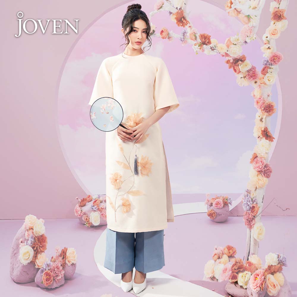 Áo dài nữ tết thiết kế Họa Y cách tân chất liệu lụa tơ lót cao cấp Joven (Không quần)