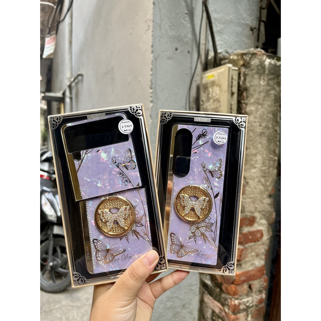 CHÍNH HÃNGỐp hãng TYBOMB BƯỚM ĐÁ KÈM IRING lưng gương kính SAMSUNG ZFOLD Z FOLD ZFLIP FLIP 4 3
