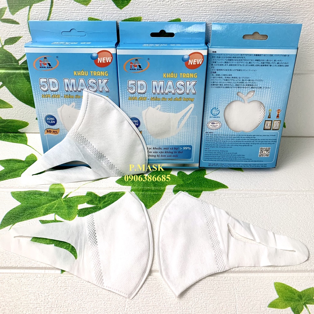Khẩu Trang 5D FAMAPRO QUAI VẢI 3 lớp Kháng Khuẩn 10 cái/ hộp