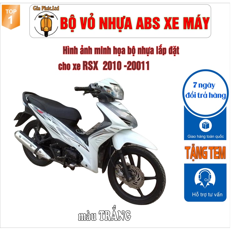 Dàn áo xe WAVE RSX 110 nhựa nguyên sinh ABS cao cấp màu TRẮNG đời 2010 -2011 - SPP549