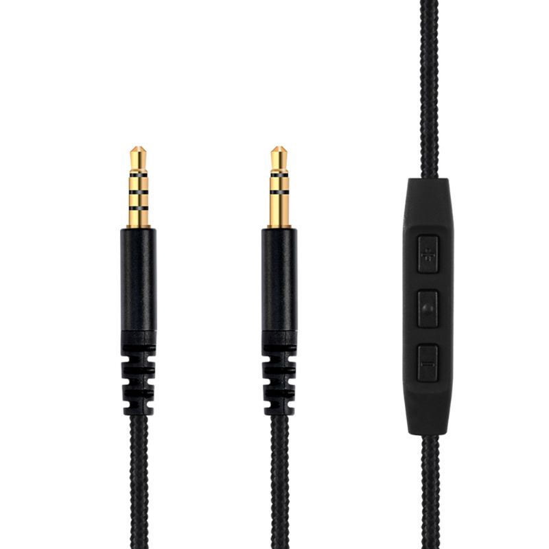 Dây cáp dạng bện 1.4m hai đầu jack 3.5mm có nút điều chỉnh âm lượng