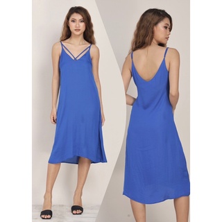 Đầm lụa 2 dây chéo ngực Infashion