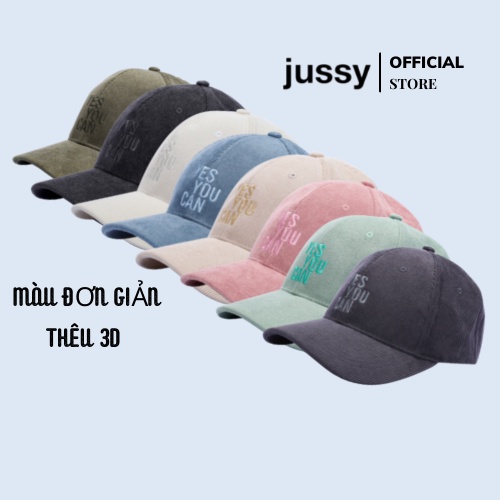 Nón Kết Nam Nữ Thời Trang Jussy Chất Vải Nhung Thêu Chữ Yes You Can Form Nón Lưỡi Trai Chuẩn Đẹp