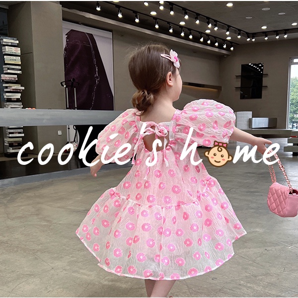Mã A9 Đầm hồng xòe công chúa cho bé gái mặc sinh nhật thôi nôi chụp ảnh sudio đi du lịch