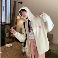 Áo Khoác Hoodie Tay Dài Dáng Rộng Có Khóa Kéo Kiểu Retro Mỹ Thời Trang Mùa Thu Năng Động