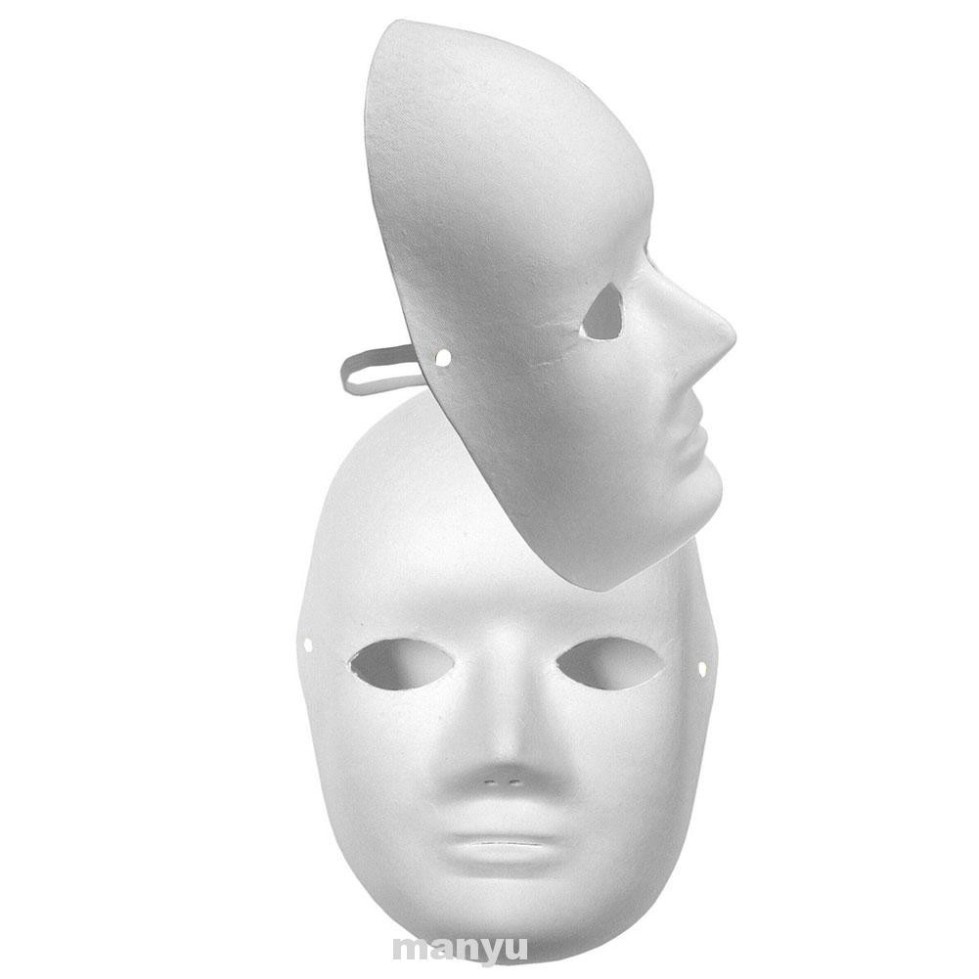 Set 5 Mặt Nạ Giấy Màu Trắng Vẽ Tay Hóa Trang Tiệc Tùng Cho Người Lớn