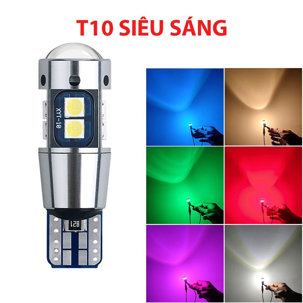 Bóng Đèn LED Chân T10 Siêu Sáng Với 10SMD 3030 Canbus Thay Thế Đèn Sương Mù, Xi Nhan, Đồng Hồ Taplo Ô Tô, Xe Máy