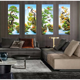Tranh dán tường bộ tứ quí Tùng Cúc Trúc Mai 30 x 80 cm Tipo_0227
