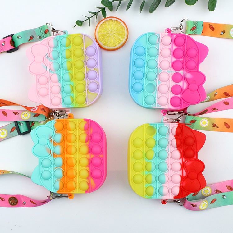 Túi Đeo Chéo Đựng Tiền Xu Chất Liệu Silicon Hình Mèo Dễ Thương