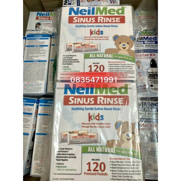 Muối rửa mũi neilmed kids 120 gói nguyên hộp(có tách bán lẻ)