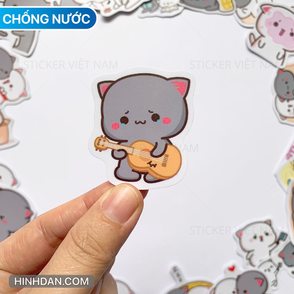 10 sticker Mochi siêu dễ thương ngộ nghĩnh - Chất liệu PVC chất lượng cao chống nước - Kích thước 4-6cm