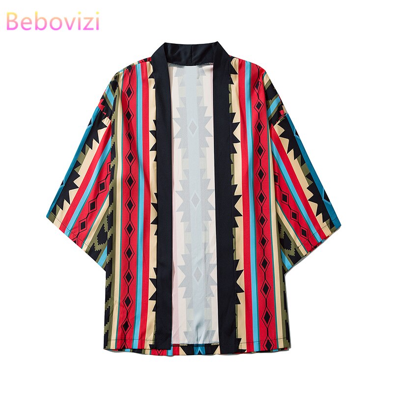 2021 Fashion Summer Color Stripes Loose Japanese Streetwear Cardigan Women Men Harajuku Haori Kimono Cosplay Top Yukata