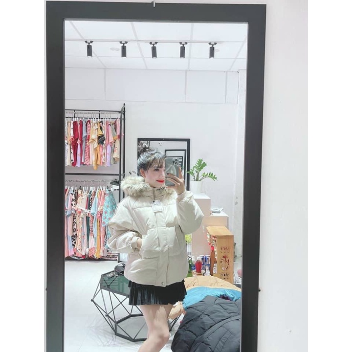 Áo Phao Nữ Nón Lông Cao Cấp Kiểu Phao Bánh mì Ba Lớp Mặc Bao Ấm áp Hình Ảnh Thật (Nón Có Thể Tháo Rời)