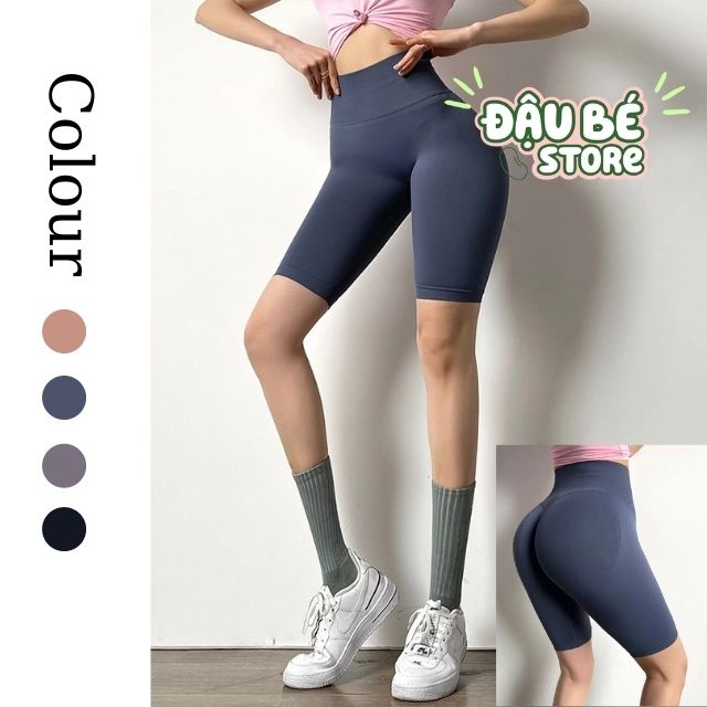 Quần tập gym,yoga, quần legging tập thể thao cao cấp dáng biker cạp cao siêu co dãn DAUBE- GQ002