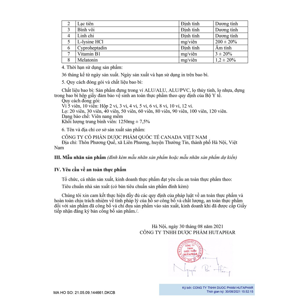 Viên ăn ngủ ngon Đông Trùng Hạ Thảo HUTA bồi bổ cơ thể hộp 2 lọ 60 viên