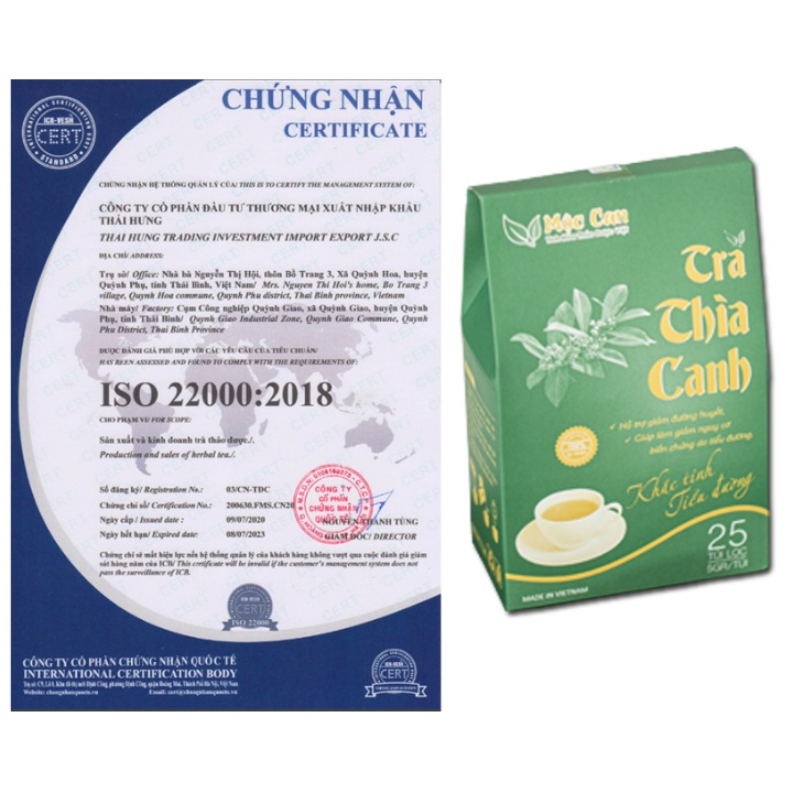 Trà dây thìa canh túi lọc Mộc Can giảm đường huyết phòng ngừa biến chứng tiểu đường gói 25 túi lọc