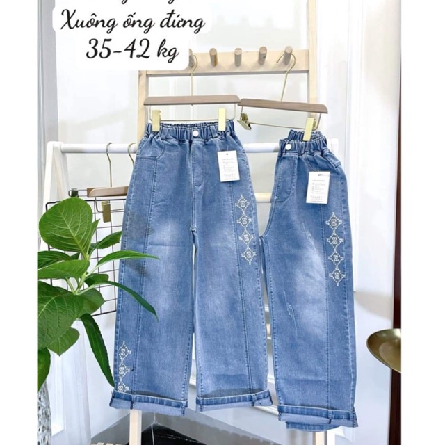 Quần jeans dài/ quần bò ống xuông hottrend cho bé gái 30-50kg