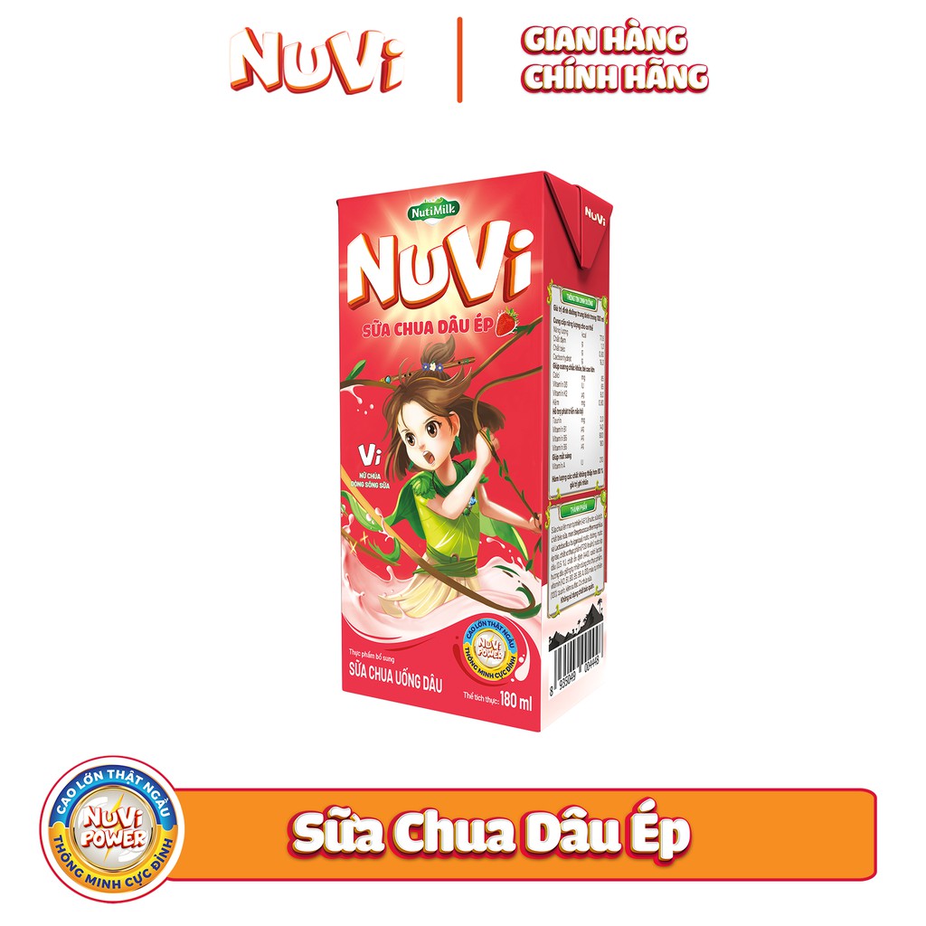 Thùng 48 hộp NuVi Sữa chua uống dâu ép 180ml/hộp