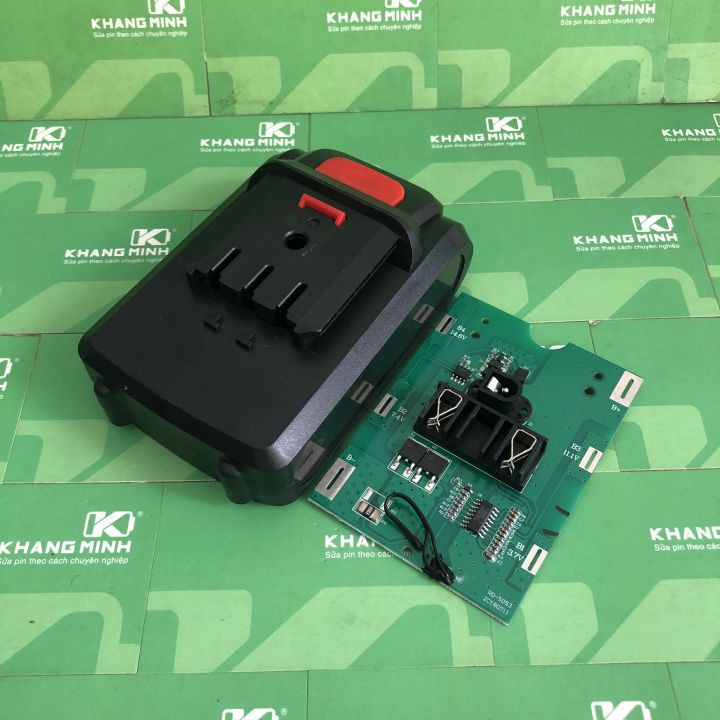 Vỏ mạch bảo vệ pin TQ China 18V - 21V 5S - 1P, giắc sạc đứng